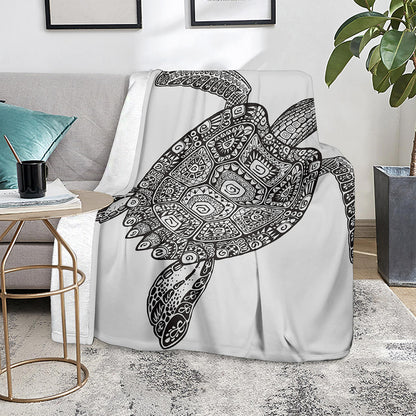 Zentangle Sea Turtle Print Blanket