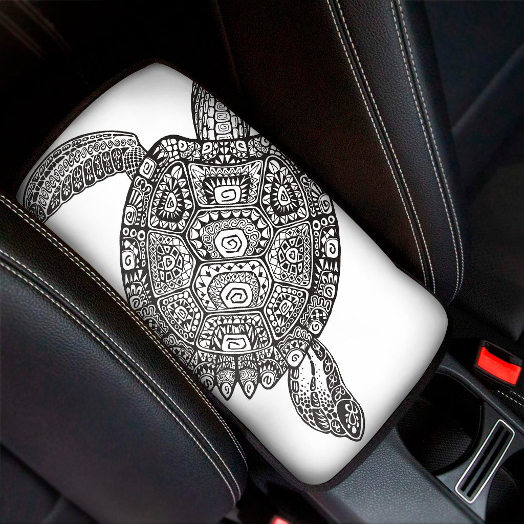 Zentangle Sea Turtle Print Car Center Console Cover