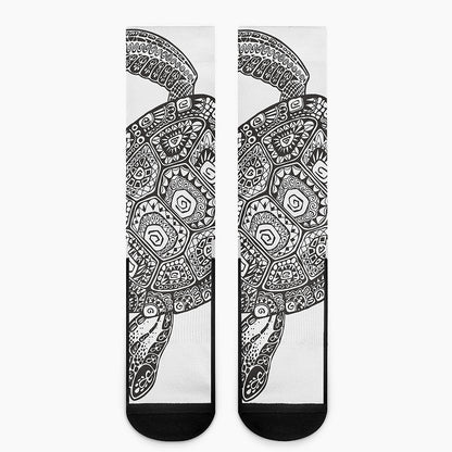 Zentangle Sea Turtle Print Crew Socks