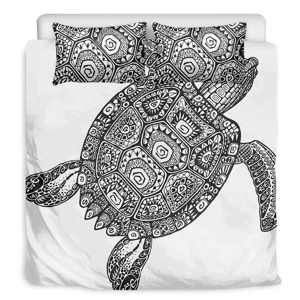 Zentangle Sea Turtle Print Duvet Cover Bedding Set