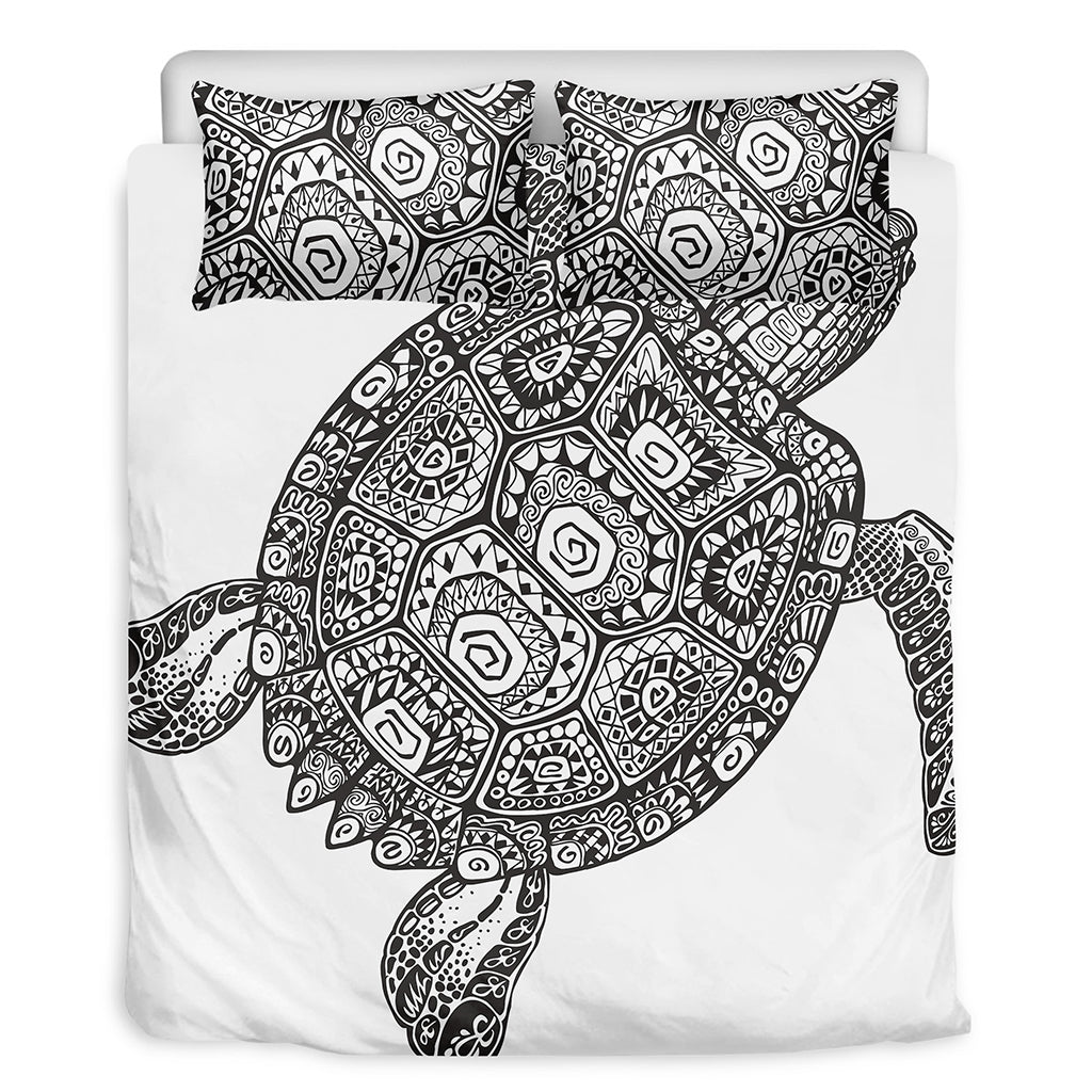 Zentangle Sea Turtle Print Duvet Cover Bedding Set