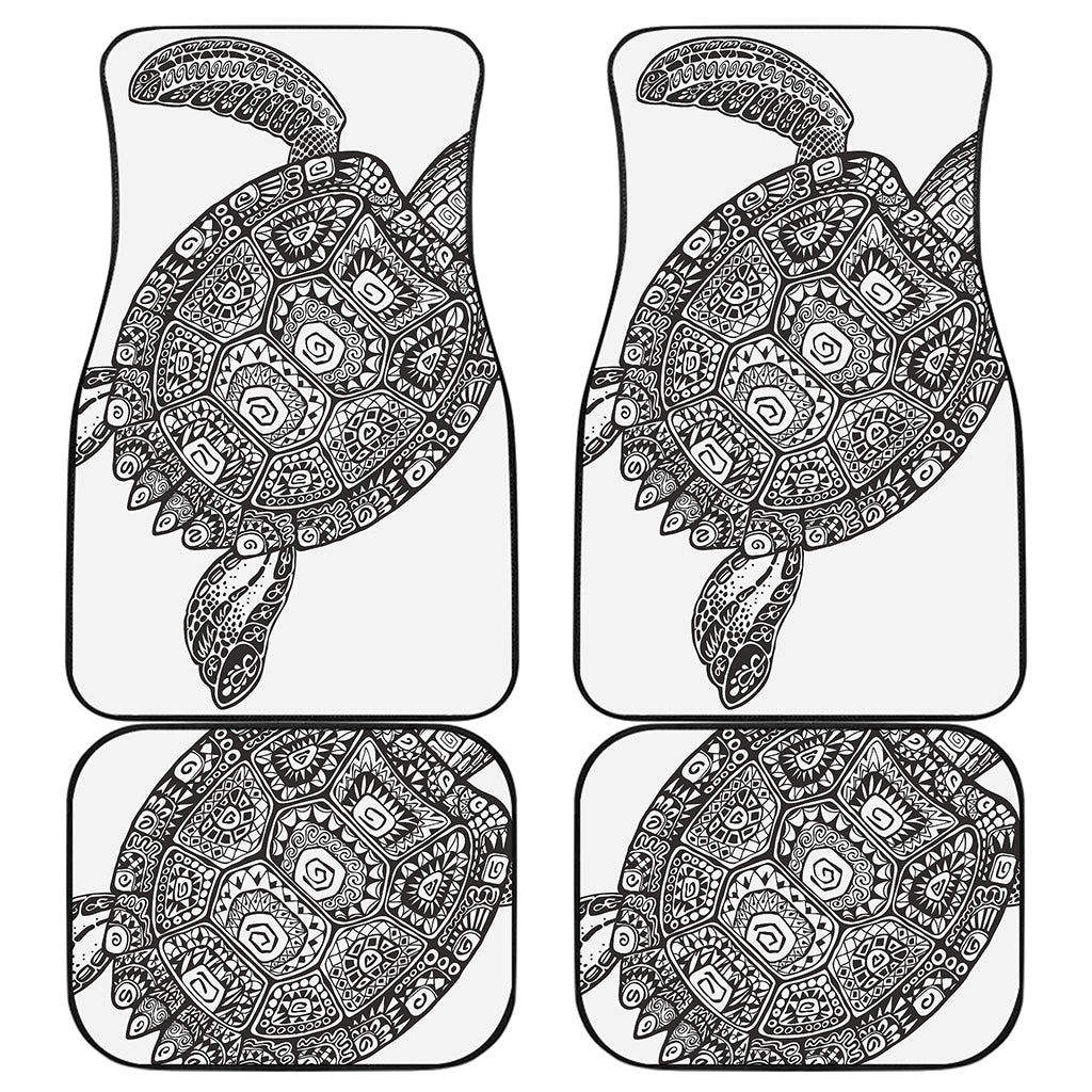 Zentangle Sea Turtle Print Front and Back Car Floor Mats