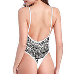 Zentangle Sea Turtle Print High Cut One Piece Swimsuit