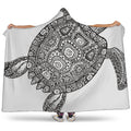 Zentangle Sea Turtle Print Hooded Blanket