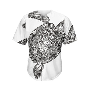 Zentangle Sea Turtle Print Men's Baseball Jersey