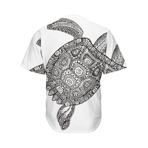 Zentangle Sea Turtle Print Men's Baseball Jersey