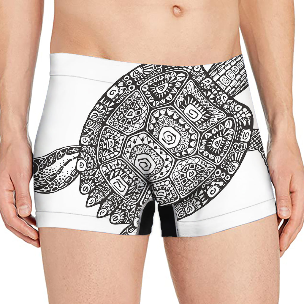 Zentangle Sea Turtle Print Men's Boxer Briefs