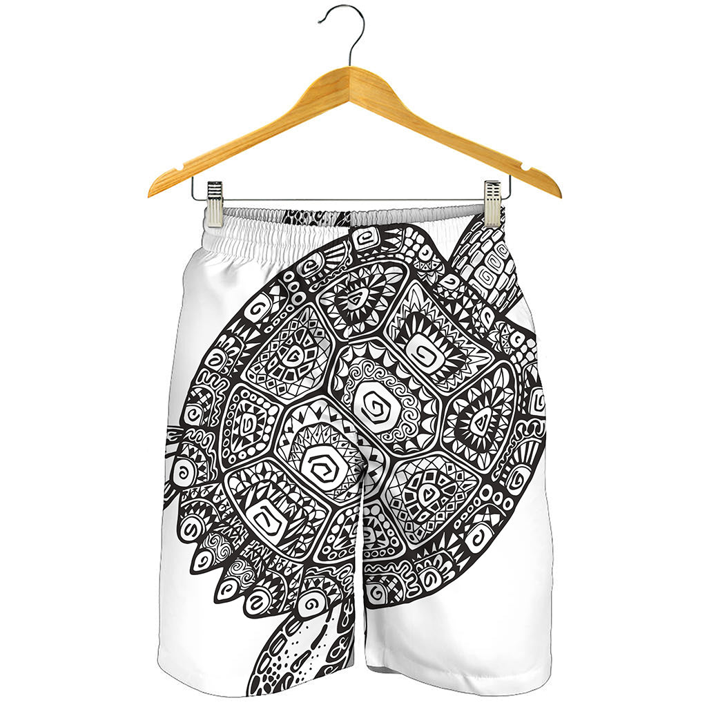 Zentangle Sea Turtle Print Men's Shorts