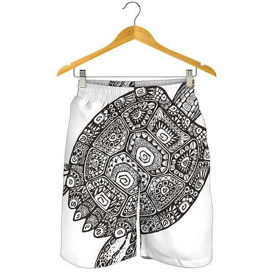 Zentangle Sea Turtle Print Men's Shorts