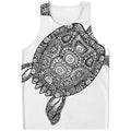 Zentangle Sea Turtle Print Men's Tank Top