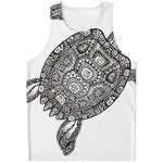 Zentangle Sea Turtle Print Men's Tank Top