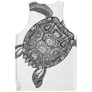 Zentangle Sea Turtle Print Men's Tank Top