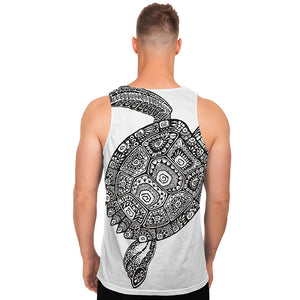 Zentangle Sea Turtle Print Men's Tank Top