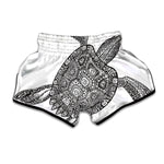 Zentangle Sea Turtle Print Muay Thai Boxing Shorts