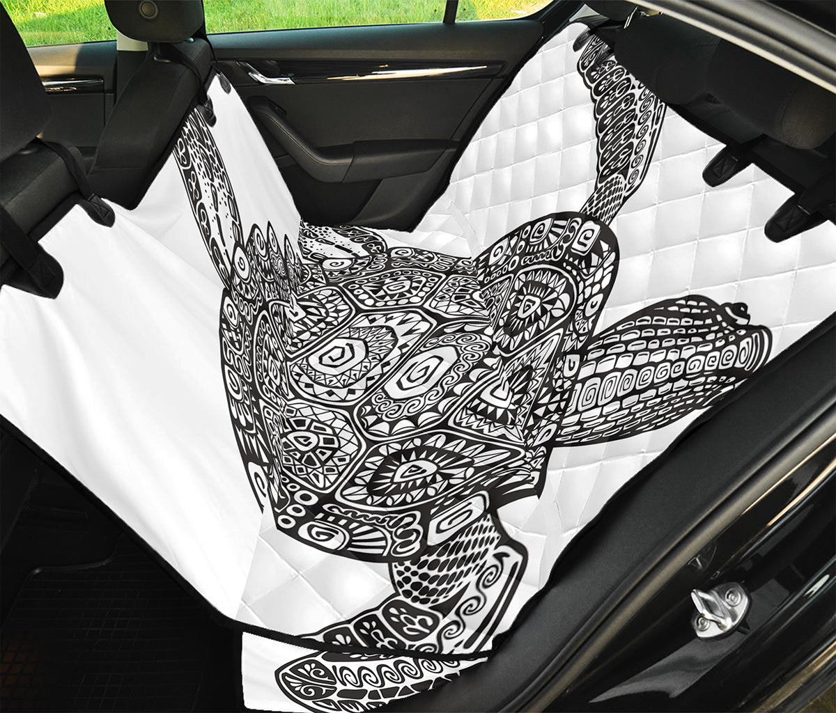 Zentangle Sea Turtle Print Pet Car Back Seat Cover
