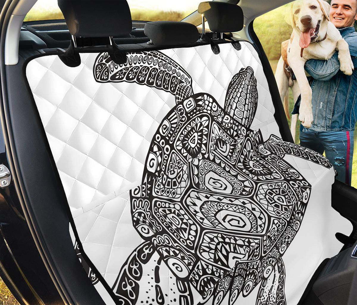 Zentangle Sea Turtle Print Pet Car Back Seat Cover
