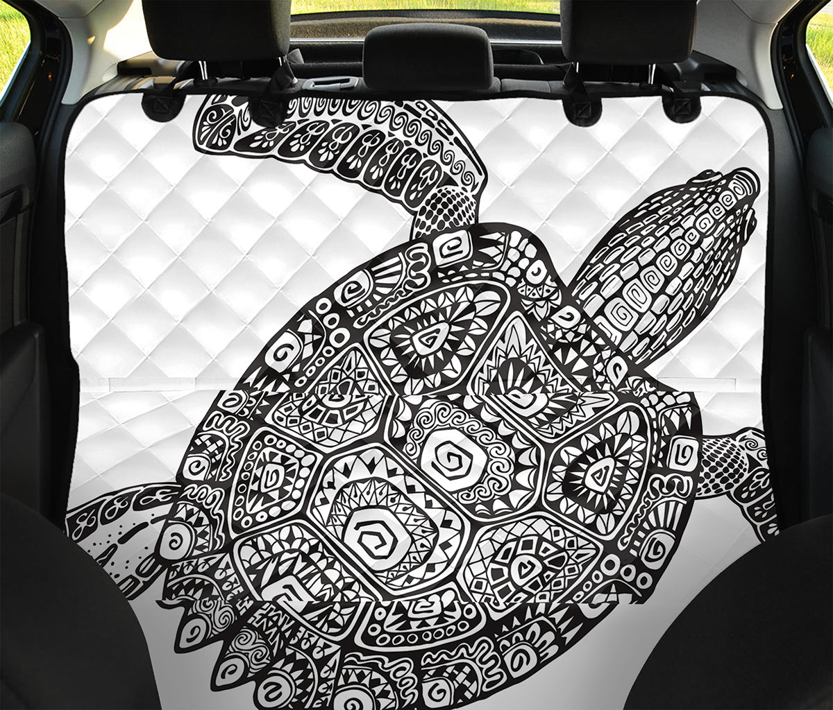 Zentangle Sea Turtle Print Pet Car Back Seat Cover