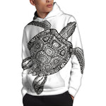 Zentangle Sea Turtle Print Pullover Hoodie