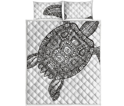 Zentangle Sea Turtle Print Quilt Bed Set