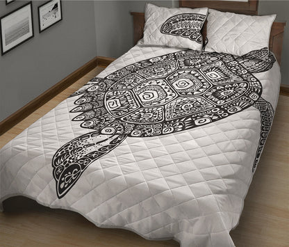 Zentangle Sea Turtle Print Quilt Bed Set