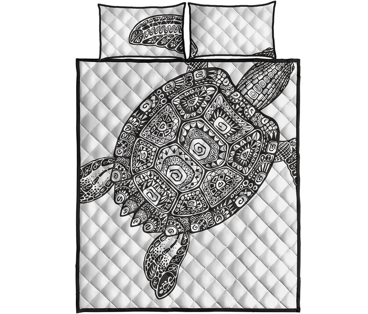 Zentangle Sea Turtle Print Quilt Bed Set