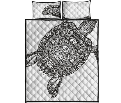 Zentangle Sea Turtle Print Quilt Bed Set