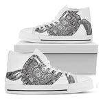Zentangle Sea Turtle Print White High Top Shoes