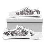 Zentangle Sea Turtle Print White Low Top Shoes