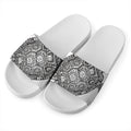 Zentangle Sea Turtle Print White Slide Sandals