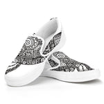 Zentangle Sea Turtle Print White Slip On Shoes