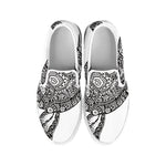 Zentangle Sea Turtle Print White Slip On Shoes