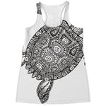 Zentangle Sea Turtle Print Women's Racerback Tank Top
