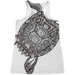 Zentangle Sea Turtle Print Women's Racerback Tank Top