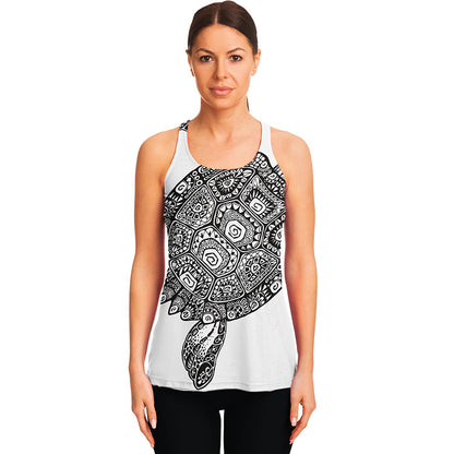 Zentangle Sea Turtle Print Women's Racerback Tank Top