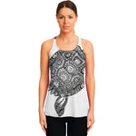 Zentangle Sea Turtle Print Women's Racerback Tank Top