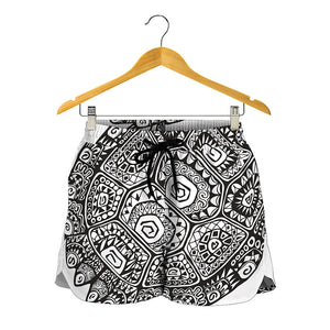 Zentangle Sea Turtle Print Women's Shorts