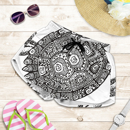 Zentangle Sea Turtle Print Women's Shorts