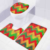 Zig Zag Reggae Pattern Print 3 Piece Bath Mat Set