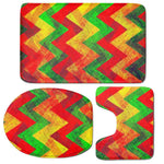 Zig Zag Reggae Pattern Print 3 Piece Bath Mat Set