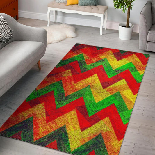 Zig Zag Reggae Pattern Print Area Rug GearFrost