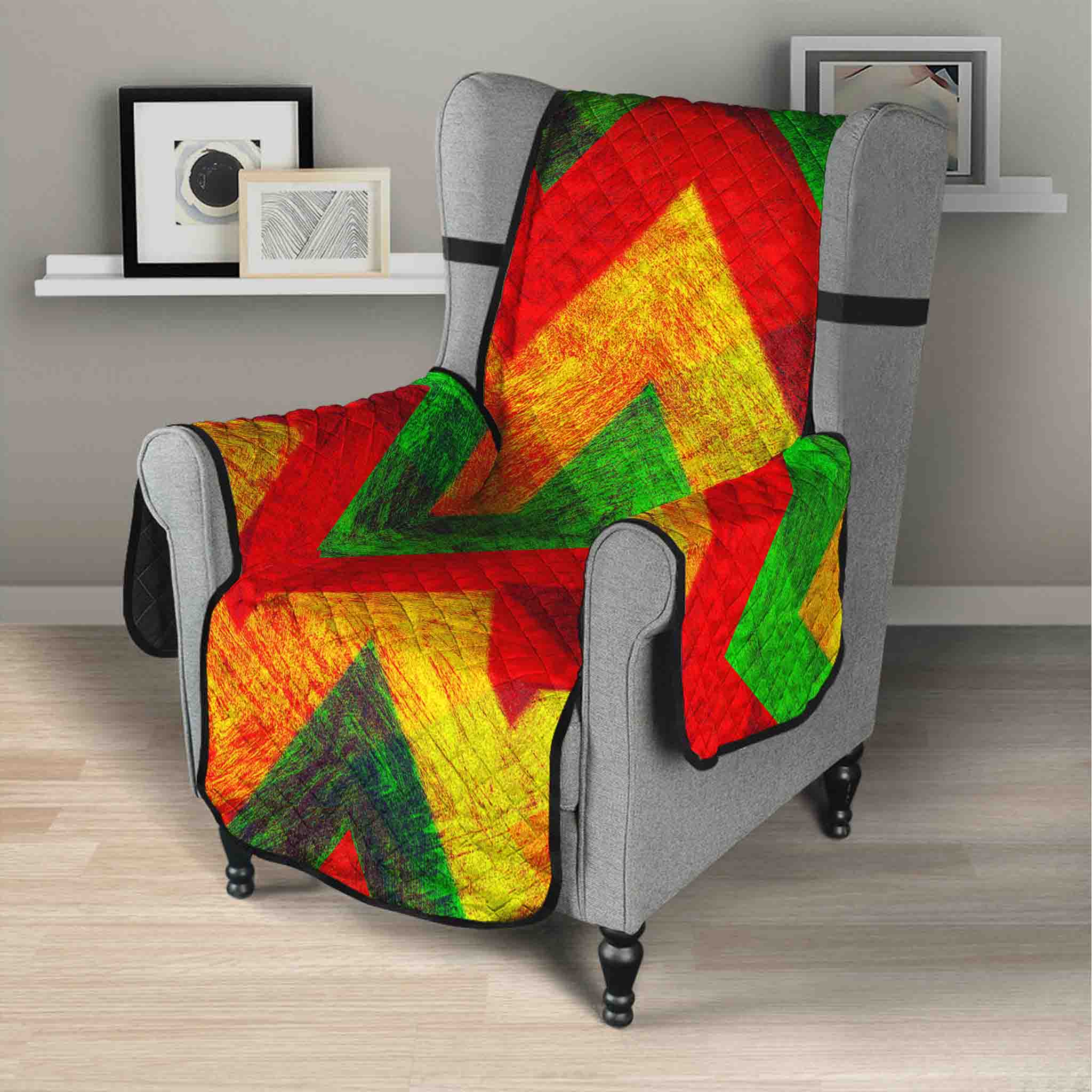 Zig Zag Reggae Pattern Print Armchair Protector