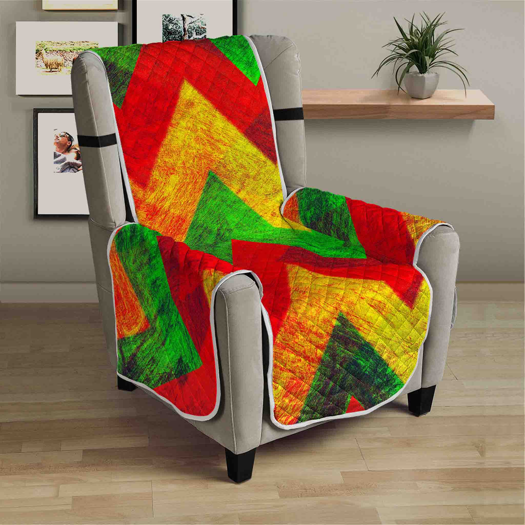 Zig Zag Reggae Pattern Print Armchair Protector