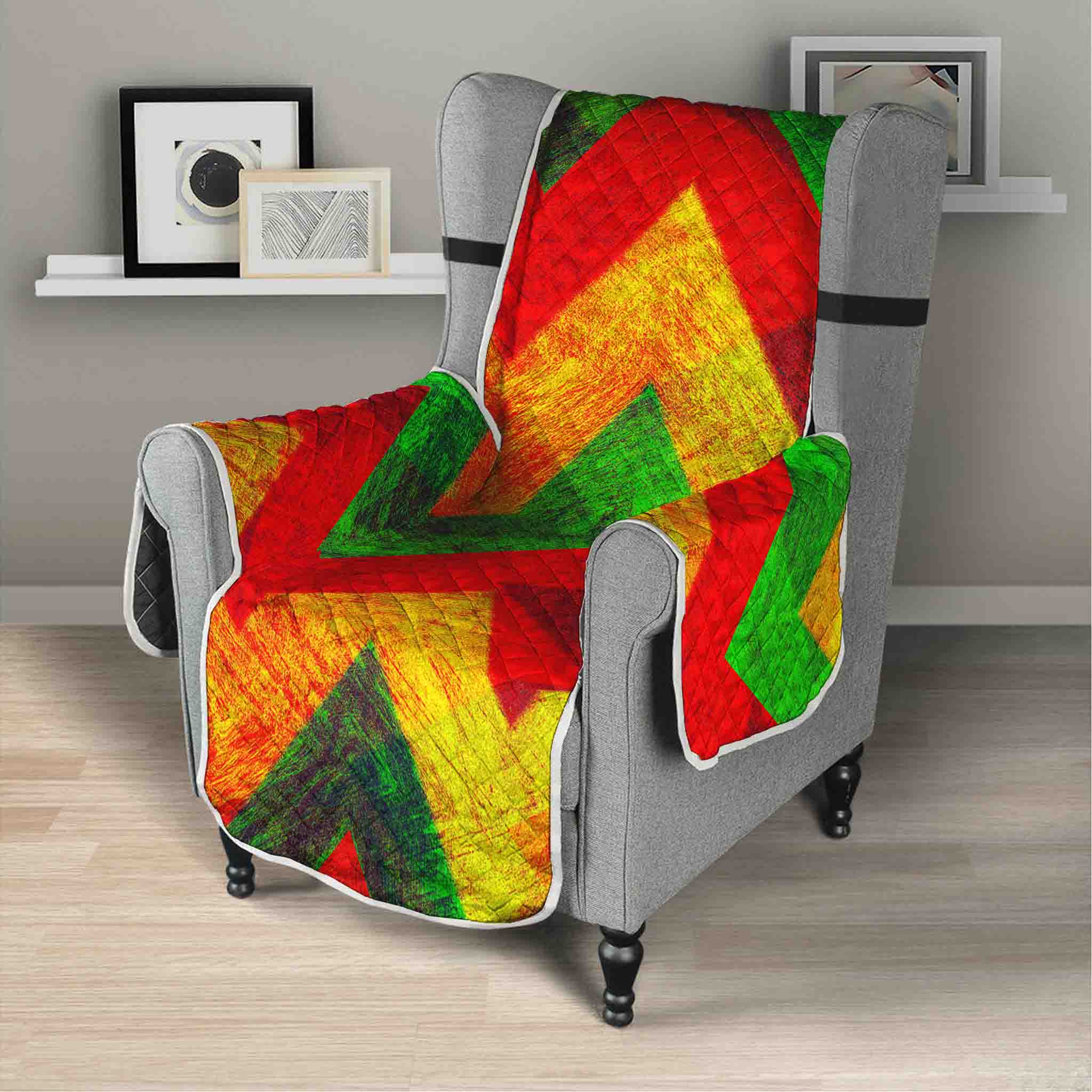 Zig Zag Reggae Pattern Print Armchair Protector