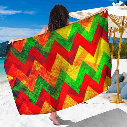 Zig Zag Reggae Pattern Print Beach Sarong Wrap