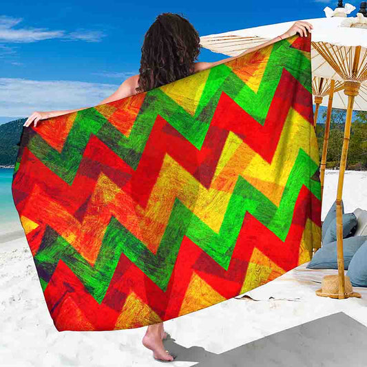 Zig Zag Reggae Pattern Print Beach Sarong Wrap