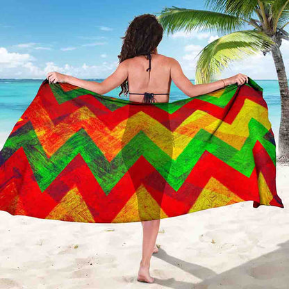 Zig Zag Reggae Pattern Print Beach Sarong Wrap
