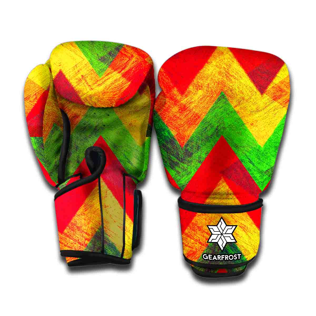Zig Zag Reggae Pattern Print Boxing Gloves