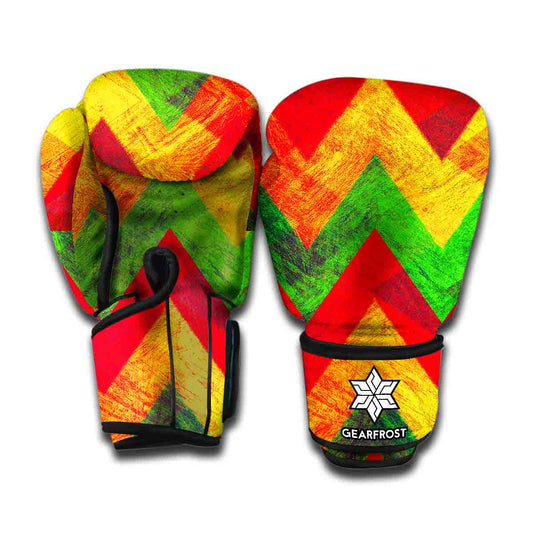 Zig Zag Reggae Pattern Print Boxing Gloves