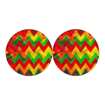 Zig Zag Reggae Pattern Print Car Coasters