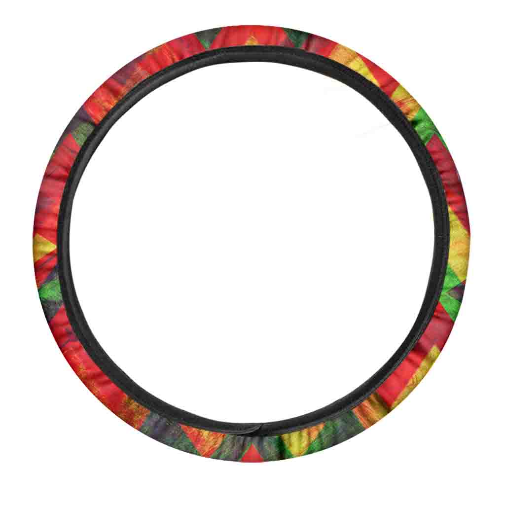 Zig Zag Reggae Pattern Print Car Steering Wheel Cover